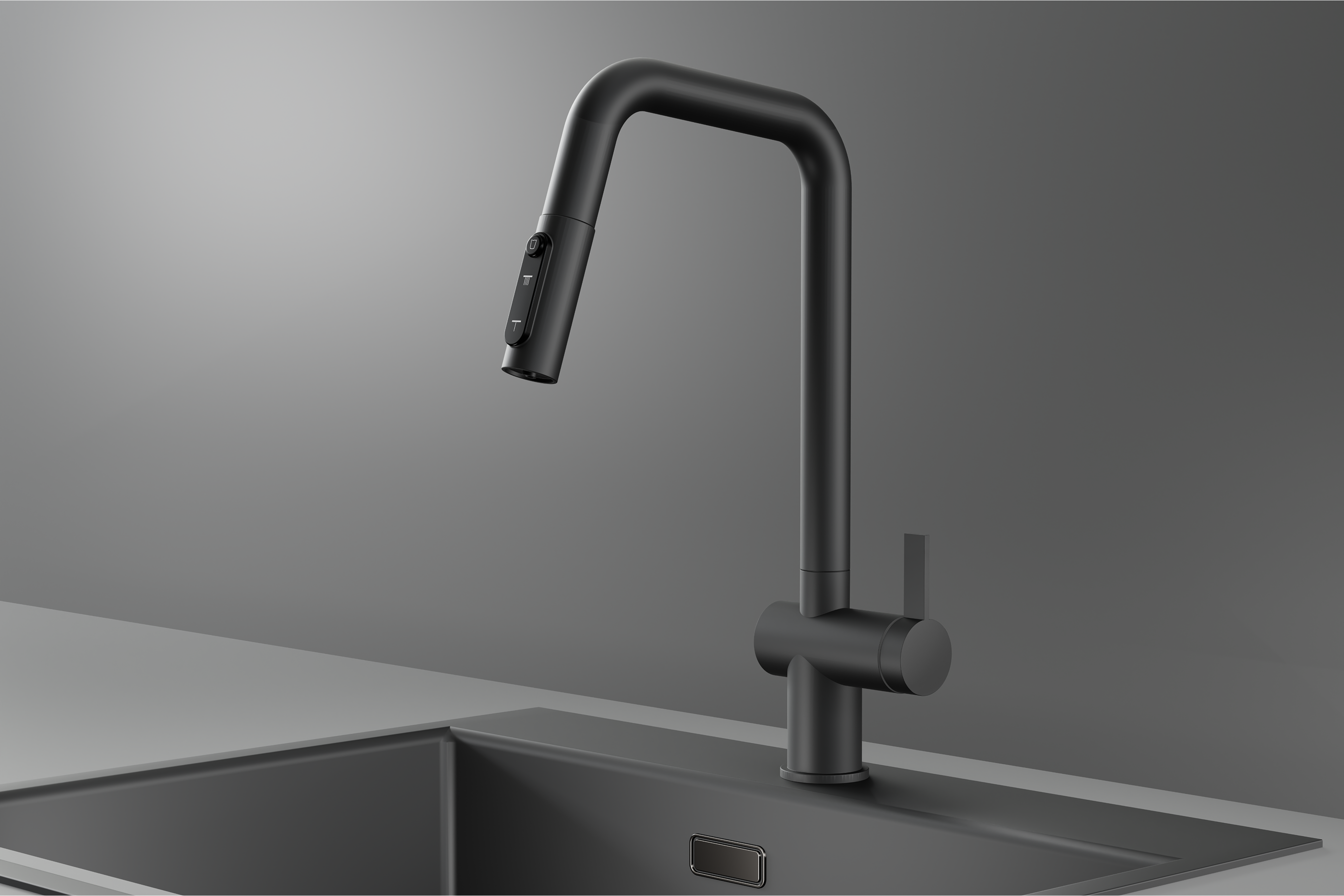 Смеситель для кухни Granula Kitchen Space 7273 графит матовый, подключение к фильтру, выдвижной излив, с душем